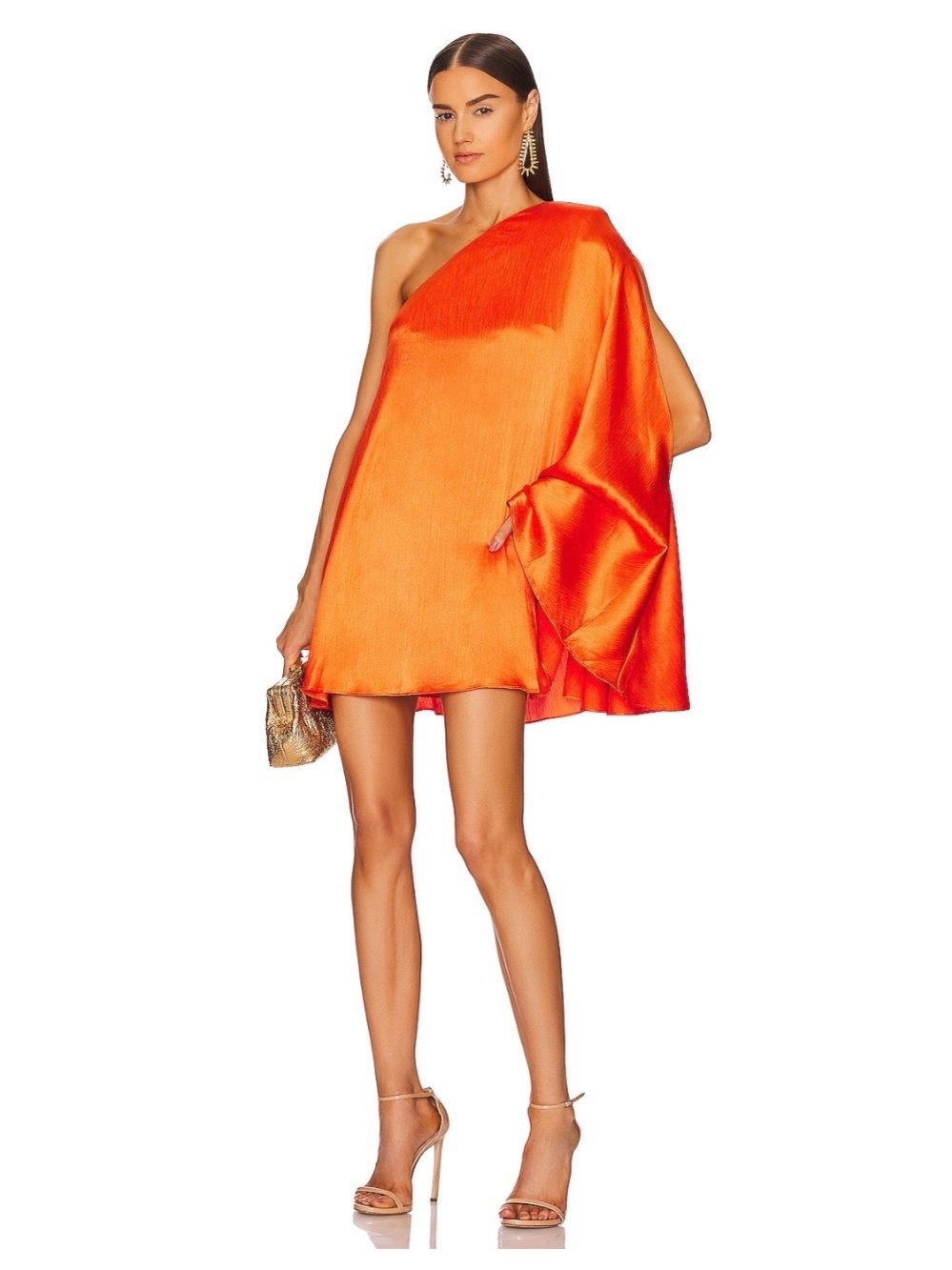 One-Shoulder Mini Dress in Vibrant Orange